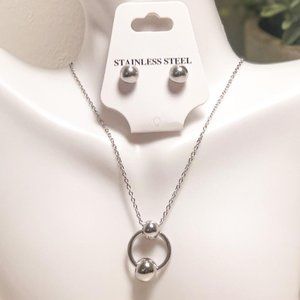 Stainless Steel Balls Necklace and Earrings